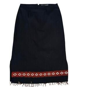 The Last Best Place Catalog Black Cotton Blend Fringe Bottom Skirt Size M